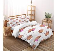 SHEVOVER Capybara Housse De Couette 3 Pièces Parure De Couette Animaux Mignons Couvre-Lit Microfibre pour Adulte Et Enfant avec Taies d'oreiller Double(200x200cm)
