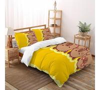 SHEVOVER Capybara Housse De Couette Microfibre Parure De Lit Adulte Animaux Mignons 3 Pièces Et Taie d'oreiller Double(200x200cm)