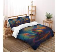 SHEVOVER Dragon Volant coloré Housse De Couette Ensemble Impression Mythe d'or Animaux Ensemble De Literie Microfibre Literie 3 Pièces avec 2 Taie d'oreiller pour Garçon Double(200x200cm)
