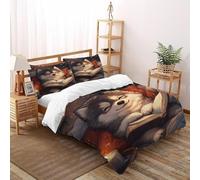 SHEVOVER HuCiel de Dessin animé Housse De Couette Ensemble Impression Animaux Mignons Ensemble De Lit Microfibre Literie 3 Pièces avec 2 Taie d'oreiller pour Garçon King(220x240cm)