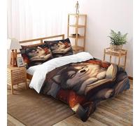 SHEVOVER HuCiel de Dessin animé Housse De Couette Set Impression Animaux Mignons Literie Set Microfibre Literie Parure avec Fermeture Éclair avec 2 Taie d'oreiller Kids Super King(260x220cm)