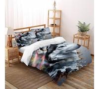 SHEVOVER HuCiel Encre Housse De Couette Ensemble Impression Animaux Mignons Ensemble De Literie Microfibre Literie 3 Pièces avec 2 Taie d'oreiller pour Jeunes Super King(260x220cm)
