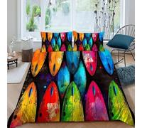 SHEVOVER Planche de Surf Housse De Couette 3 Pièces Parure De Couette EEspace Couvre-Lit Microfibre pour Adulte Et Enfant avec Taies d'oreiller King（220x240cm）