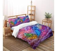 SHEVOVER Plumes colorées Housse De Couette Ensemble Impression Plume rêveuse Rose Ensemble De Literie Microfibre Literie 3 Pièces avec 2 Taie d'oreiller pour Jeunes Double（200x200cm）