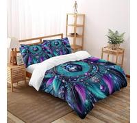 SHEVOVER Totem Loup Housse De Couette Ensemble 3D Imprimé Culture Indienne Totem Ensemble De Literie Microfibre Literie 3 Pièces avec 2 Taie d'oreiller Enfants Super King(260x220cm)