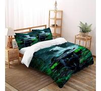 SHEVOVER Voiture de Sport Black Panther Housse De Couette Ensemble 3D Imprimé Animal Voiture Ensemble De Literie Microfibre Literie 3 Pièces avec 2 Taie d'oreiller pour Garçon Super King（260x220cm）