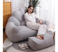 ShEyle Grand Housse de Pouf Poire, Coton et Lin Pouf Classique, Fauteuil de Pouf Poire d'intérieur et d'extérieur (sans Remplissage) Forme de Coquille Dossier 134x71x90cm,Light Gray