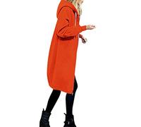 Shffuw Gilet Cardigan Polaire Femme Femmes Hoodies Manteau Automne Hiver Chaud Poches Cordon Fermeture Éclair Ouvert Mince À Capuche Vestes Longs Cardigans Tops Outwear Perfecto Femme (Orange, XXL)