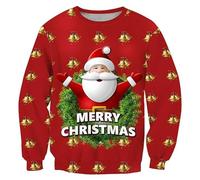 Shffuw Pull De Noël Homme Drôle - Sous Pull en Laine Imprimé Père Noël - Tricot Décontracté Col Rond Chaud Manches Longues