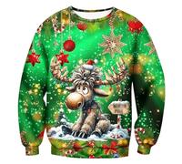 Shffuw Pull De Noel Homme, sous Pull Homme, Laine Drole Le PèRe NoëL Imprimé Pull Moche NoëL DéContracté, Pull en Tricot pour NoëL Doux Sweater Col Rond Pull Chaud Sweats Manches Longues Pullover