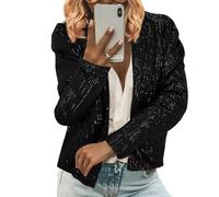 Shffuw Sequin Veste Blazer à Paillettes pour Femme Style Décontracté Manches Longues Sequins Cardigan Haut Tops Brillantes Manteau Fête Clubwear pour Disco Soirée ÉLéGant Outwear Chic et Elegant