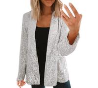 Shffuw Sequin Veste Blazer à Paillettes pour Femme Style Décontracté Manches Longues Sequins Cardigan Haut Tops Brillantes Manteau Fête Clubwear pour Disco Soirée ÉLéGant Outwear Chic et Elegant