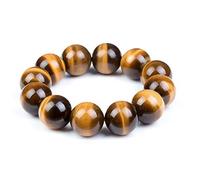 SHFJASBNUMG Bracelet élastique unisexe avec perles œil de tigre marron de 6 à 20 mm, Pierre