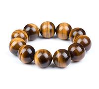 SHFJASBNUMG Bracelet élastique unisexe avec perles œil de tigre marron de 6 à 20 mm, Pierre