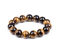 SHFJASBNUMG Bracelet élastique unisexe avec perles œil de tigre marron de 6 à 20 mm, Pierre
