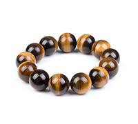 SHFJASBNUMG Bracelet élastique unisexe avec perles œil de tigre marron de 6 à 20 mm, Pierre