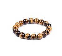 SHFJASBNUMG Bracelet élastique unisexe avec perles œil de tigre marron de 6 à 20 mm, Pierre