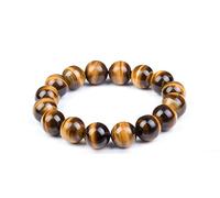 SHFJASBNUMG Bracelet élastique unisexe avec perles œil de tigre marron de 6 à 20 mm, Pierre