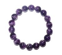 SHFJASBNUMG Bracelet en améthyste de rêve de 12 mm | Chakra couronne cristal violet avec inclusions blanches - Bijoux spirituels de méditation pour la paix et l'intuition | Kit d'outils de perles