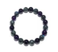 SHFJASBNUMG Bracelet en améthyste et labradorite de 12 mm | Convient pour les poignets plus grands de 19,1 à 21,6 cm | Bijoux en cristal de chakra pour la paix et l'amour, bracelet naturel pour