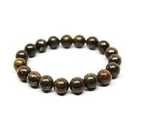 SHFJASBNUMG Bracelet en Bronzite Naturelle - Bracelets de Perles Rondes Confiance en Soi - Pierre Précieuse - Bracelet Équilibrant les Chakras Sacraux - Bracelet Extensible 8 mm, Pierre