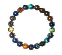 SHFJASBNUMG Bracelet en chrysocolle naturelle de 8 mm | Pierres précieuses naturelles du plexus solaire | Apportez chance, richesse et courage | Protection contre le mal | Cadeau, Pierre