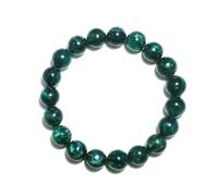 SHFJASBNUMG Bracelet en émeraude unisexe de 12 mm | Convient pour un poignet d'environ 19 à 20,3 cm | Pierre de naissance du mois de mai | Cristal vert chakra du cœur | Choix spirituel de