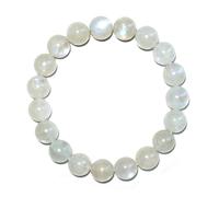 SHFJASBNUMG Bracelet en pierre de lune chakra couronne de 10 mm - Pierre précieuse naturelle pour l'amour et les relations | Réglable 19,1 à 20,3 cm | Coffret cadeau et pochette en velours inclus |