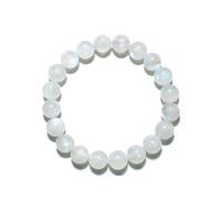 SHFJASBNUMG Bracelet en pierre de lune de 10 mm pour homme et femme | Convient pour poignet de 19 à 20,3 cm | Pierres précieuses naturelles chakra couronne pour relation et amour | Livré avec coffret