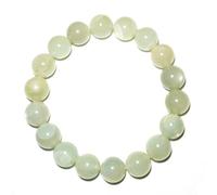 SHFJASBNUMG Bracelet en pierre de lune verte chakra couronne de 12 mm - Pierre précieuse naturelle pour l'amour et les relations | Réglable 20,3 cm | Boîte cadeau et pochette en velours incluse |