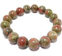 SHFJASBNUMG Bracelet en unakite de 8 mm avec pierre de créativité rose et verte véritable pierre précieuse ronde extensible, Pierre