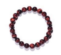 SHFJASBNUMG Bracelet œil de tigre rouge de 6 mm pour homme et femme | Bijou de motivation en cristal du chakra racine | Perles en pierre de feu délicates naturelles | Kit d'outils de perles - Convient