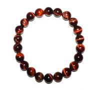 SHFJASBNUMG Bracelet œil de tigre rouge de 8 mm pour homme et femme | Bijou de motivation en cristal du chakra racine | Perles en pierre de feu délicates naturelles | Kit d'outils de perles - Convient
