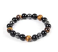 SHFJASBNUMG Bracelet triple protection - Pour la protection - Apporte chance et prospérité - hématite - Obsidienne noire - Œil de tigre - Bracelets en pierre pour filles et femmes cadeaux de Noël