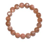 SHFJASBNUMG Bracelets en pierre de soleil de 10 mm pour homme et femme | Pierre précieuse naturelle de lune orange pour cérémonie spirituelle et rituel | Apportez de la richesse | Bijoux extensibles
