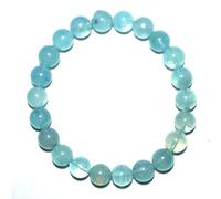 SHFJASBNUMG Bracelets extensibles en aigue-marine véritable de 8 mm pour homme et femme - Perles naturelles pour la méditation | Équilibre des émotions | Amour et paix | Pierre de naissance des