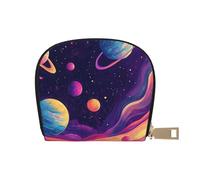 SHFJASBNUMG Cosmic Space Portefeuille en Cuir imperméable Motif planète étoile Portefeuille Tendance avec Plusieurs Poches Système Solaire coloré Portefeuille pour Cartes 9 x 11 cm