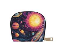 SHFJASBNUMG Cosmic Space Portefeuille en Cuir PU coloré Système Solaire imperméable Portefeuille pour Cartes Planète Star Portefeuille Tendance avec Plusieurs Poches 9 x 11 cm