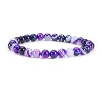 SHFJASBNUMG - Petite, moyenne, grande taille - Bracelets de perles en pierres précieuses pour femmes et hommes - Perles rondes de 6 mm, L, Pierre