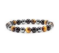 SHFJASBNUMG - Petite, moyenne, grande taille - Bracelets de perles en pierres précieuses pour femmes et hommes - Perles rondes de 8 mm, L, Pierre