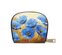 SHFJASBNUMG Porte-Cartes à la Mode avec Plusieurs Poches, Peinture de Sang Bleu, Portefeuille en Cuir PU, Motif Fleurs Sauvages, Porte-Cartes, 9 x 11 cm