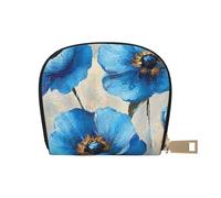 SHFJASBNUMG Porte-Cartes en Cuir PU avec Motif Fleurs Sauvages - Étanche - Bleu - Peinture de Sang - Portefeuille Tendance avec Plusieurs Poches - 9 x 11 cm