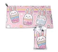 SHFJASBNUMG Serviette de plage lapin kawaii rose Kawaii Lapin Serviette de sport Lapin rose Serviette de bain à séchage rapide Serviette de bain Nateurs - Absorbe mieux l'eau que les serviettes