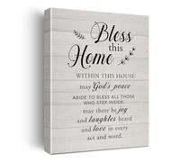SHFTQXSLAT Bless This Home Canvas Wall Art - Religious Inspirational Quote Painting, Rustic Christian Decor & Housewarming Gift(Framed,12x18inch(30x45cm))