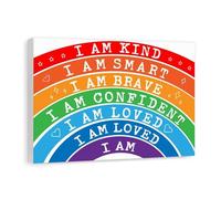 SHFTQXSLAT Positive Affirmations Wall Art for Kids - I Am Kind Brave Smart Rainbow Poster, Growth Mindset Print for Classroom Nursery Playroom Decor(Unframed,12x18inch(30x45cm))