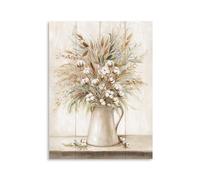 SHFTQXSLAT Set of 3 Cotton Flower Canvas Wall Art - Minimalist Farmhouse Decor with Rustic Vase Paintings for Gallery Wall in Living Room(Unframed,12x18inch(30x45cm))