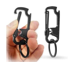 SHFYFHS 1 Pièces Porte-clés Multifonctions En Acier Inoxydable Avec Règle, Clés Hexagonales Intérieures M3-M6 Et Ouvre-bouteille Noir