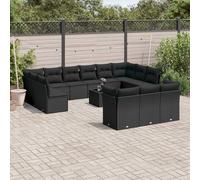 ShGaxin 3218455 Lot de 14 canapés de jardin avec coussins en rotin synthétique Noir