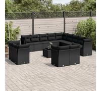 ShGaxin 3250394 Lot de 14 canapés de jardin avec coussins en rotin synthétique Noir