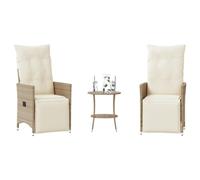 ShGaxin 365676 Lot de 3 chaises et tables de jardin en rotin synthétique avec coussin Beige